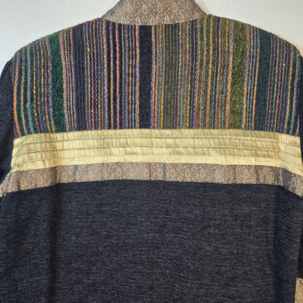 Vintage Yak Magik Jacket Women's S Black Multi Mixed Materials Silk Boho Artsy - Picture 7 of 13